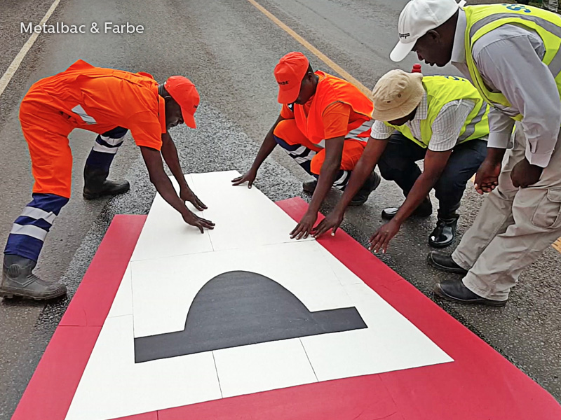 road marking signs; road traffic signs; road safety; street signs; parking lot striping paint; pedestrian crossings; preformed thermoplastic road marking; road marking paint; playground markings games; bicycle track; company logos