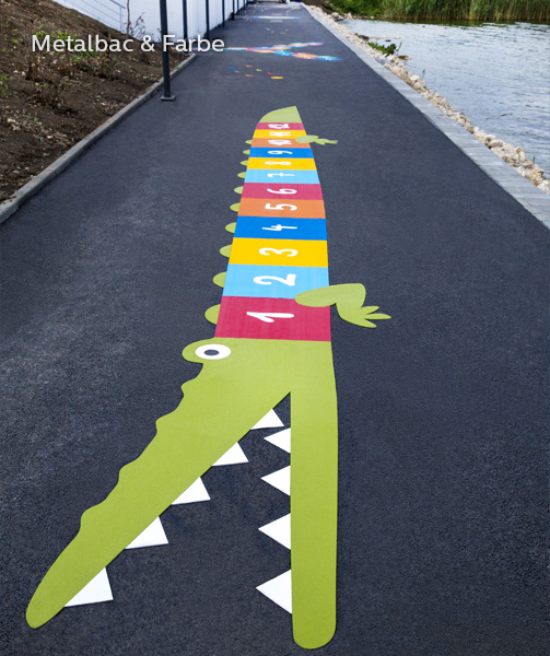 playground markings games; playground games for kids; outdoor play; math games; school yard games; educational games; asphalt games; interactive games; road markings signs; road traffic signs; crocodile games; hopscotch game; logical games